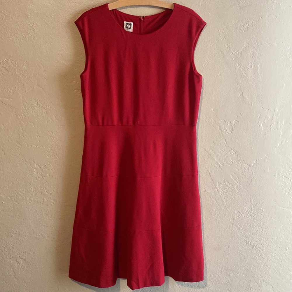 Anne Klein Red Sheath Dress Zip Back Size 10